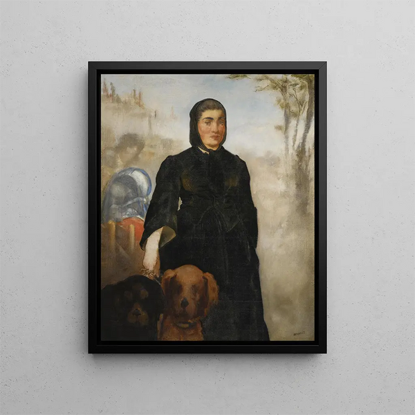 La Femme aux chiens - Édouard Manet — framed artwork on a wall