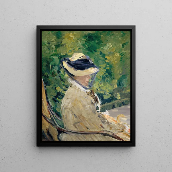 Madame Manet, Suzanne Leenhoff 1829-1906 at Bellevue - Édouard Manet — framed artwork on a wall