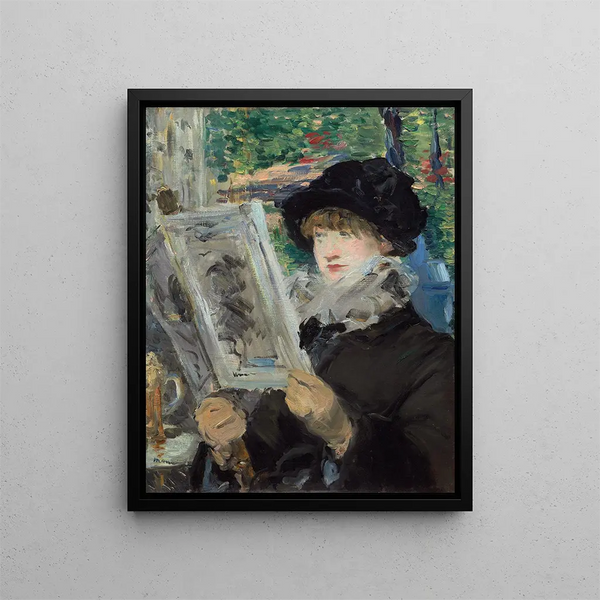 Woman reading - Édouard Manet — framed artwork on a wall