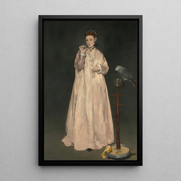 Young lady in 1866 - Édouard Manet — framed artwork on a wall
