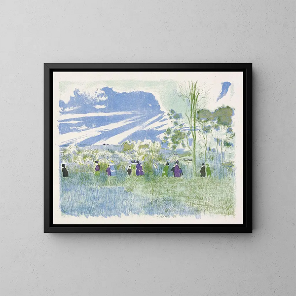 Through the fields, plate three of Landscapes and Interiors - Édouard Vuillard — framed artwork on a wall