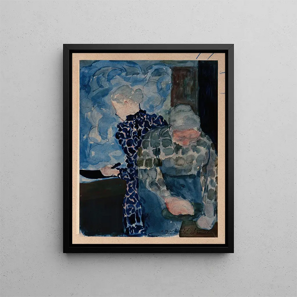 Two women in interior - Édouard Vuillard — framed artwork on a wall