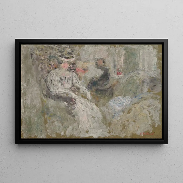 Woman in White Sitting - Édouard Vuillard — framed artwork on a wall
