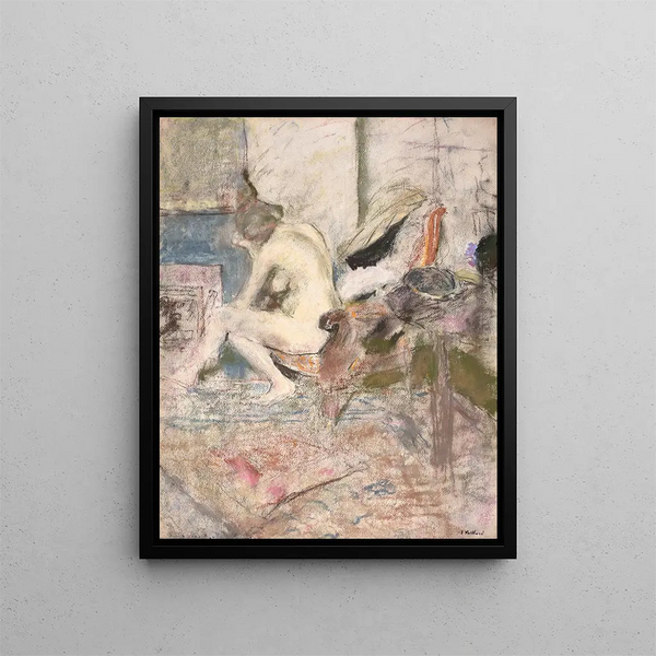 Nude Woman Near the Fireplace - Édouard Vuillard — framed artwork on a wall