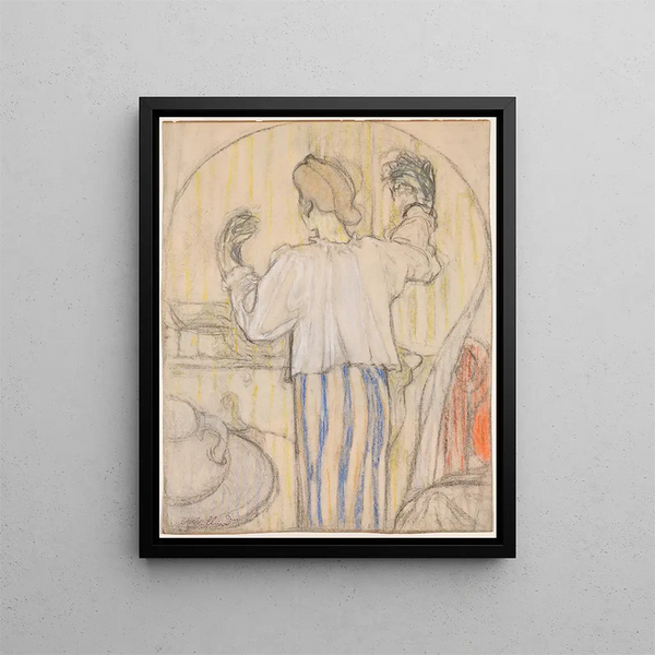 in front of the mirror - Édouard Vuillard — framed artwork on a wall