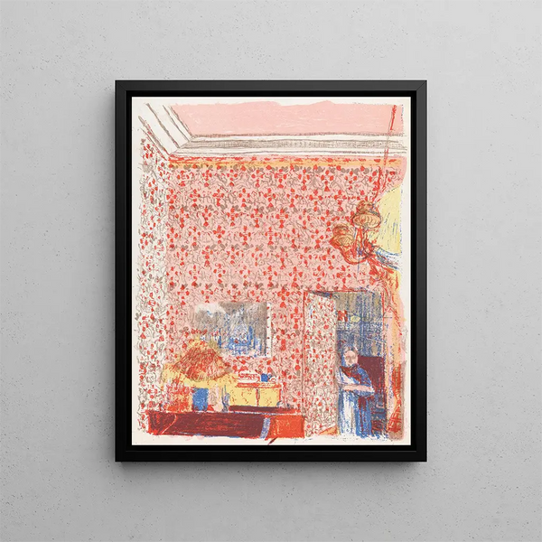 Interior Painting with Pink Tapestries I - Édouard Vuillard — framed artwork on a wall