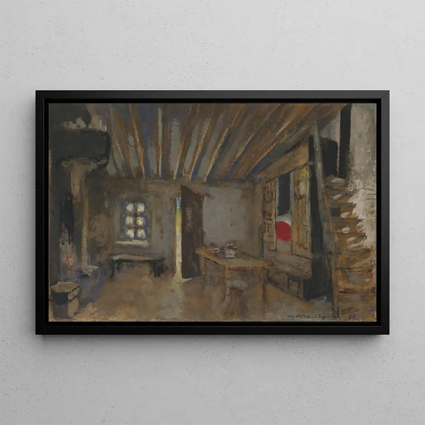 Interior of an Inn, Set Design Model for La Lépreuse - Édouard Vuillard — framed artwork on a wall