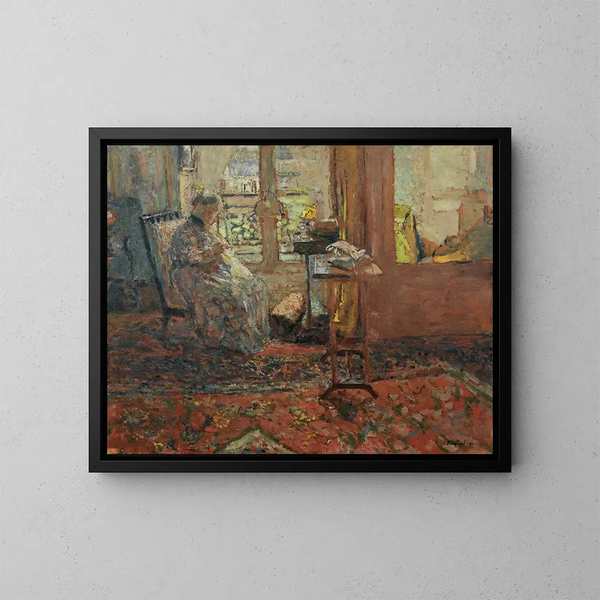 La Couseuse devant la fenêtre - Édouard Vuillard — framed artwork on a wall