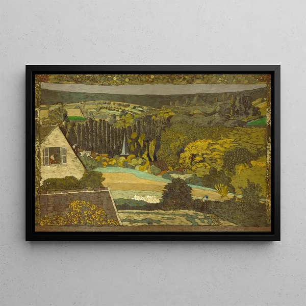 Landscape window overlooking the woods - Édouard Vuillard — framed artwork on a wall
