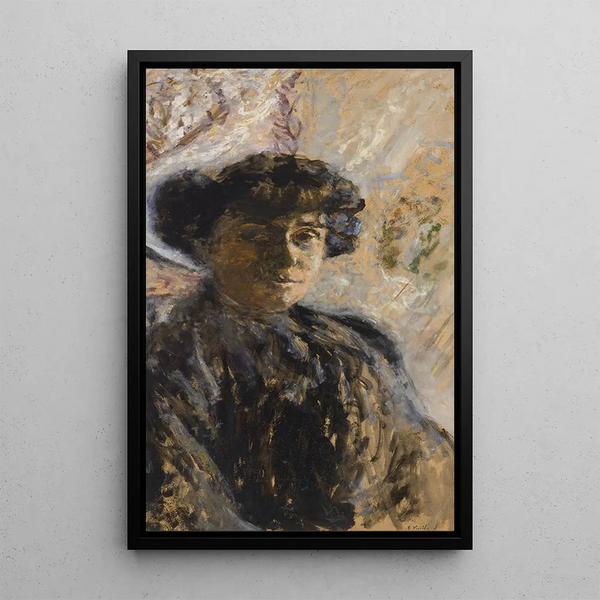 Madame Hessel in a black dress - Édouard Vuillard — framed artwork on a wall