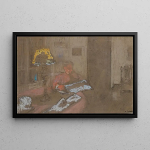 Madame Vuillard lisant le journal - Édouard Vuillard — framed artwork on a wall
