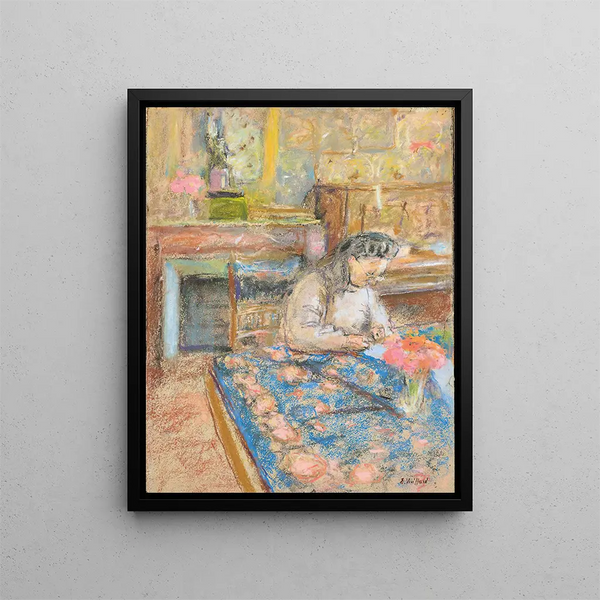 Madame Vuillard writing Vaucresson - Édouard Vuillard — framed artwork on a wall
