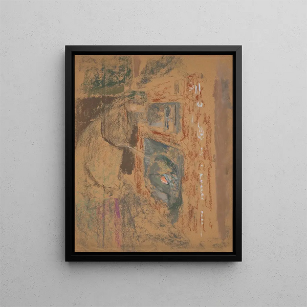 Madame Vuillard devant la cheminée - Édouard Vuillard — framed artwork on a wall