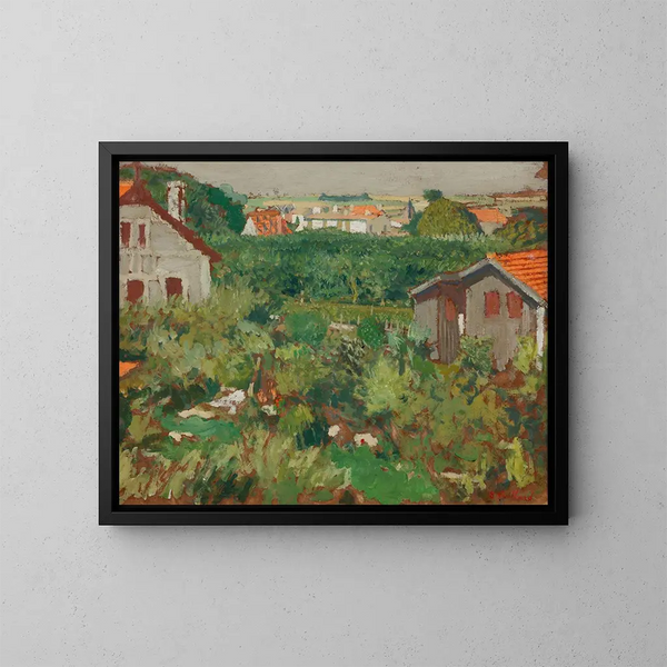 Housefront paintings in a courtyard - Édouard Vuillard — framed artwork on a wall