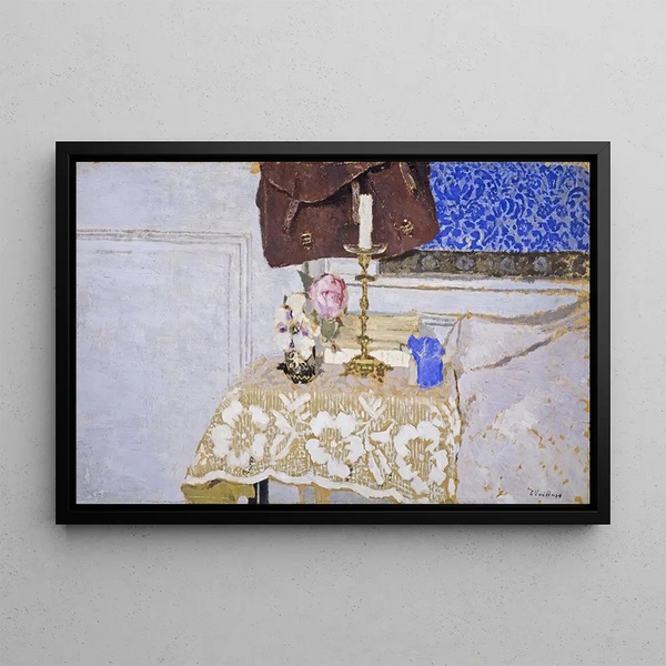 Still life with candlestick - Édouard Vuillard — framed artwork on a wall