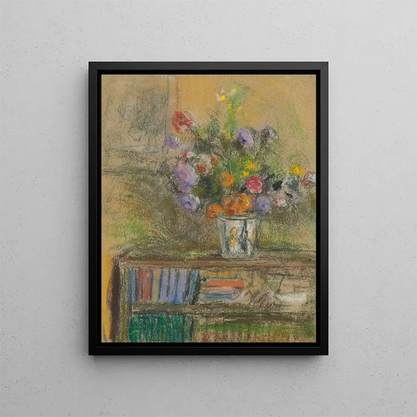 Still life with a vase of flowers - Édouard Vuillard — framed artwork on a wall