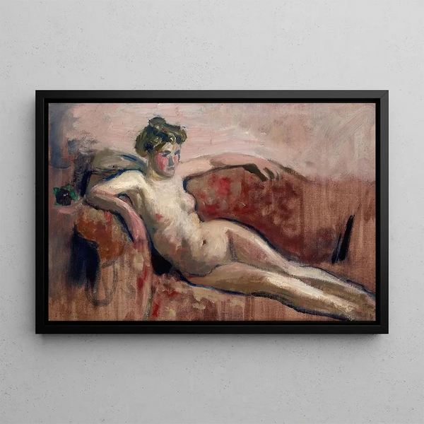 Nude painting stretched on a sofa - Édouard Vuillard — framed artwork on a wall