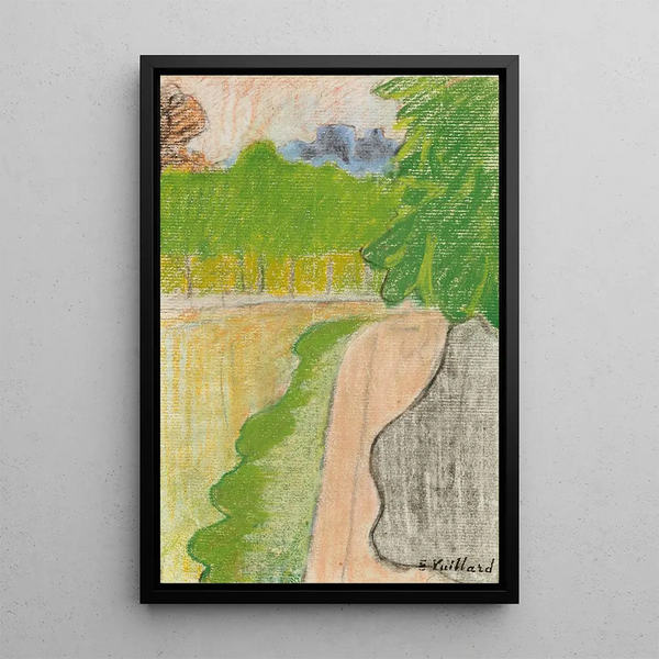 Street landscape painting with trees - Édouard Vuillard — framed artwork on a wall