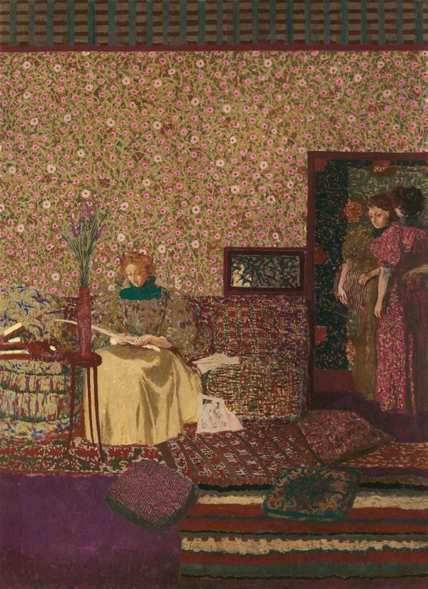 Characters in an Interior L'intimité - Édouard Vuillard — framed artwork on a wall