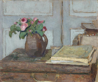 The artist's paint box and foam roses - Édouard Vuillard — artwork view