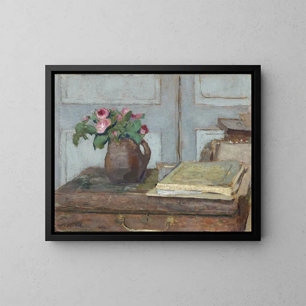 The artist's paint box and foam roses - Édouard Vuillard — framed artwork on a wall