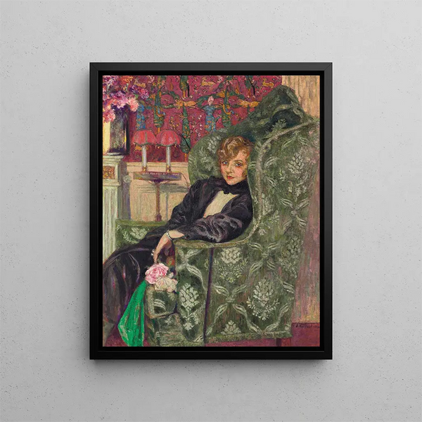 Yvonne Printemps in armchair - Édouard Vuillard — framed artwork on a wall
