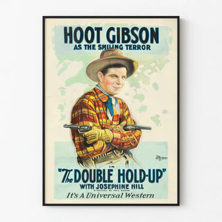 Vintage Western Poster The Double Hold-Up with Hoot Gibson