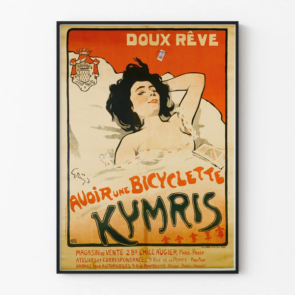 Vintage Poster Gentle Dream Having a Kymris Bicycle for Wall Decoration