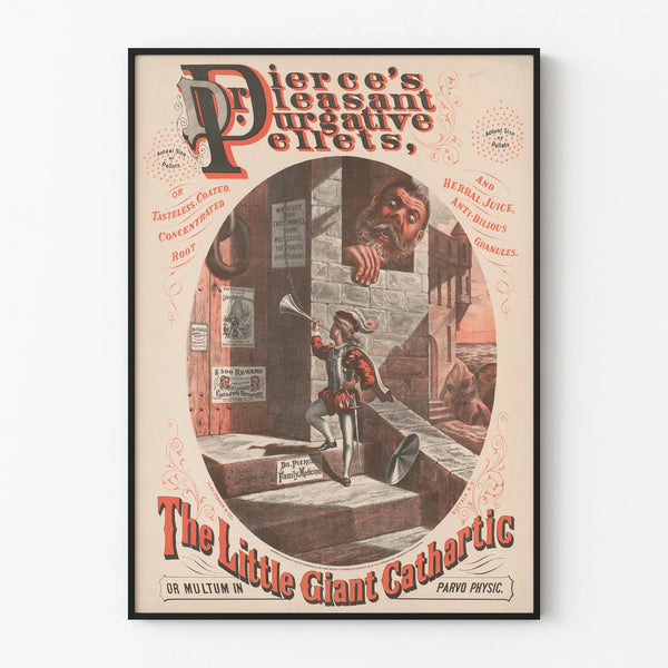 Vintage poster of Dr. Pierce's Pleasant Purgative Pellets wall decoration