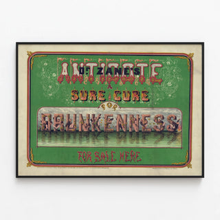 Poster Dr Zane's Antidote - Effective cure for drunkenness — framed artwork on a wall