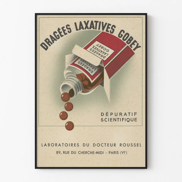 Vintage poster Dragees Laxatives Gobey - Scientific wall decoration