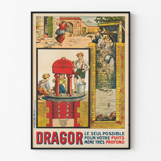 Vintage DRAGOR Advertising Poster for Deep Well Pump
