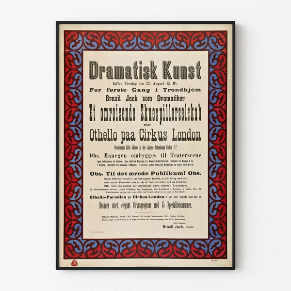 Vintage Theater Poster Dramatisk Kunst with Ornamental Frame