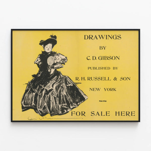 Vintage poster drawings by C.D. Gibson, New York — framed artwork on a wall