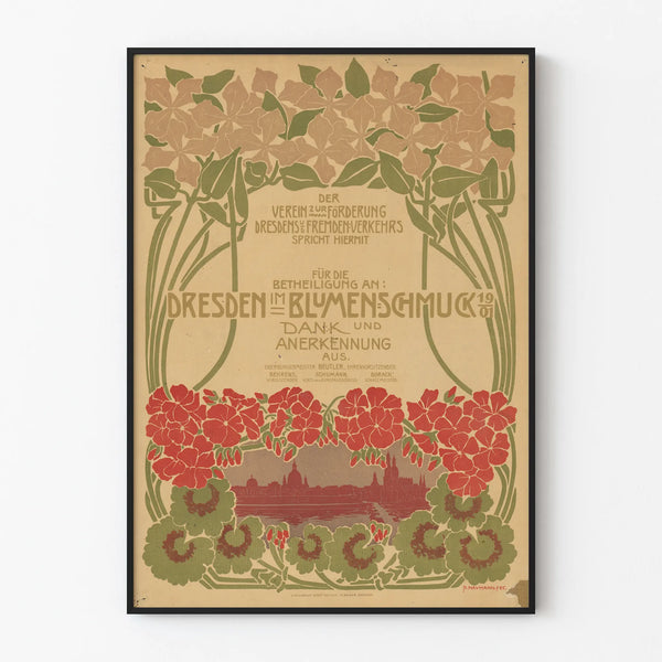 Vintage Dresden decorative poster and floral decoration 1901