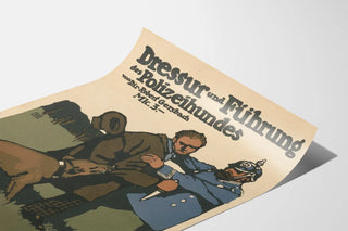 Vintage poster of police dog training