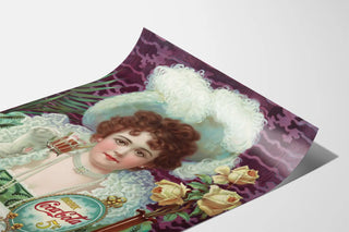 Vintage Coca-Cola poster 5 cents with an elegant female portrait