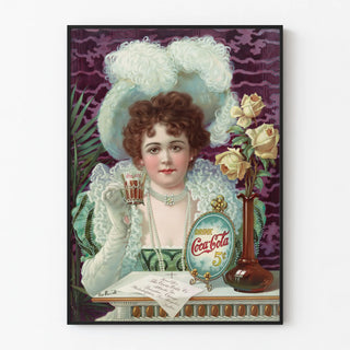 Vintage Coca-Cola poster 5 cents with an elegant female portrait