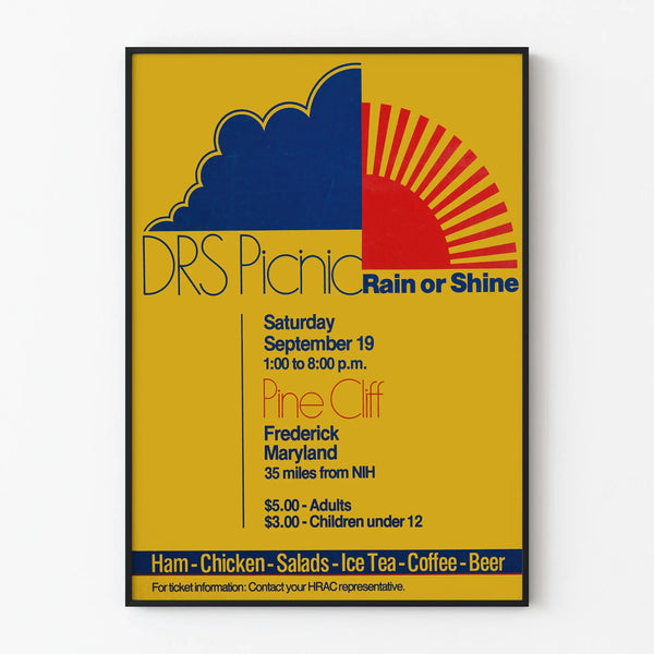 Vintage poster DRS Picnic Rain or Shine - Retro wall decoration