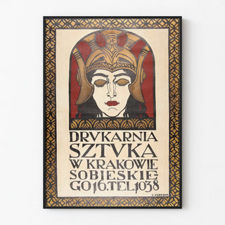 Vintage Artistic Poster Drukarnia Sztuka in Kraków