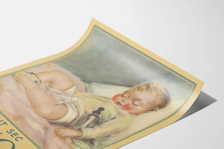 Vintage poster of a sleeping baby for dry milk Dryco
