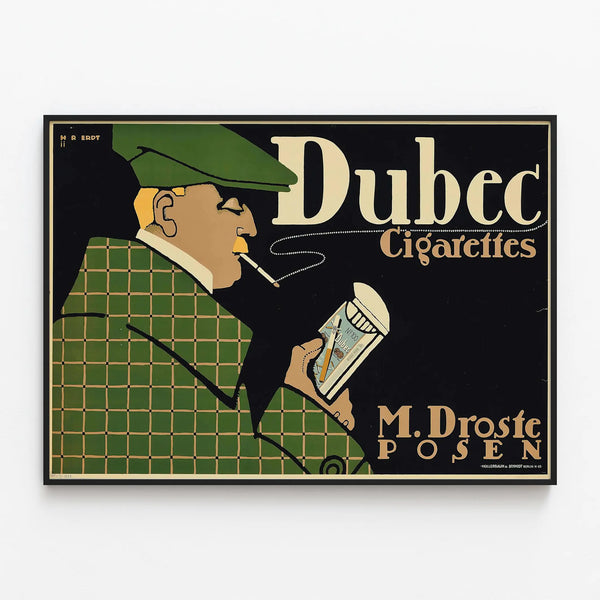 Vintage Dubec Cigarettes Poster for Wall Decoration — framed artwork on a wall