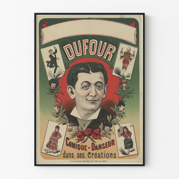 Vintage Dufour Poster of a Comedic Dancer for Wall Decoration