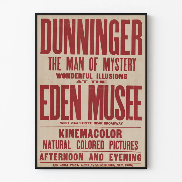 Vintage Poster Dunninger Mystery at the Eden Museum