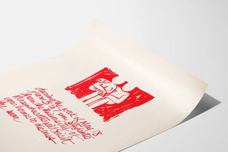 Minimalist Poster with Illustration and Red Handwritten Text