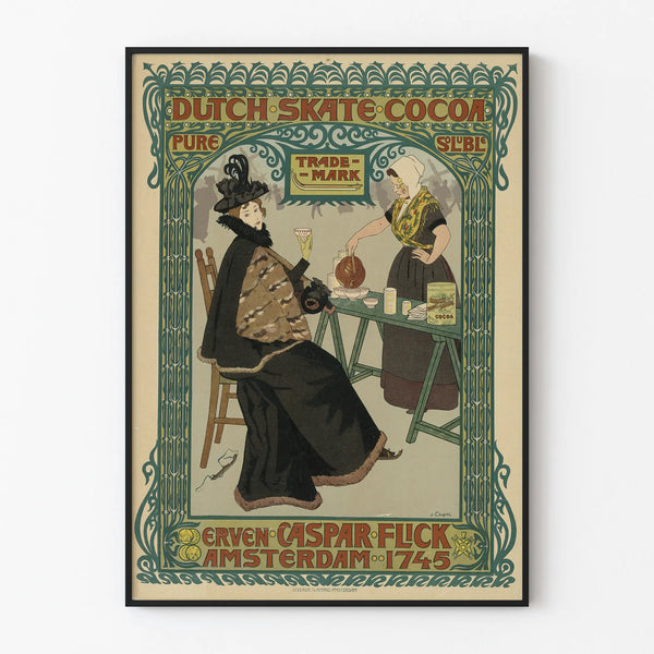 Vintage Dutch Skate Cocoa Poster by Erven Caspar Flick