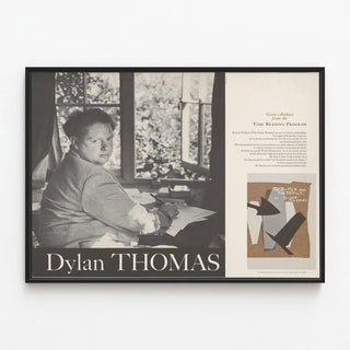 Portrait and History of Dylan Thomas Poster for Wall Decoration — framed artwork on a wall