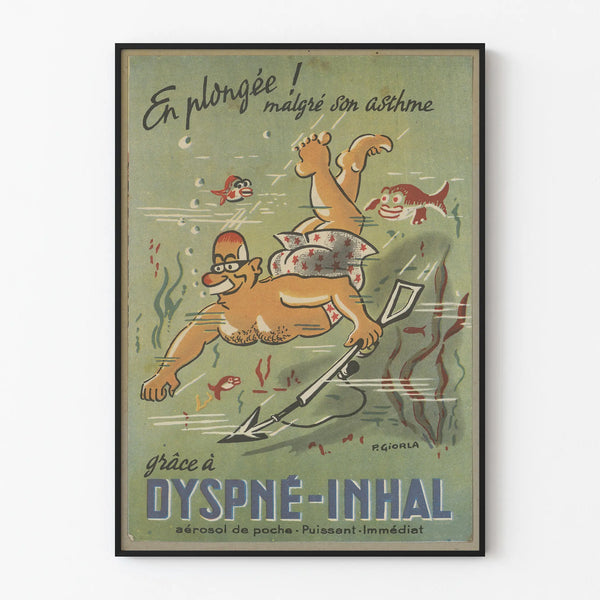 Vintage poster Dyspné-Inhal for original wall decoration
