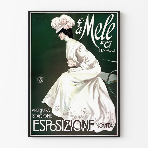 Vintage poster E. a Mele Napoli for fashion exhibition