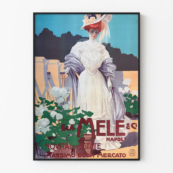 Elegant vintage poster of a woman in white - Retro wall decoration Artem Legrand